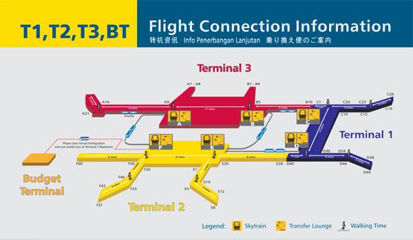 Liga��es entre os terminais do aeroporto Changi