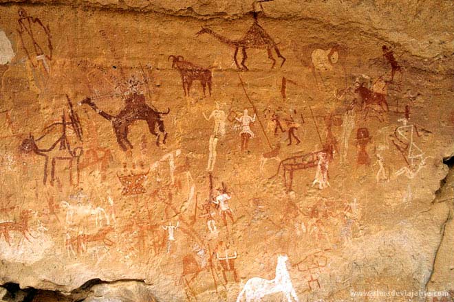 Pinturas rupestres nos montes Akakus, Líbia