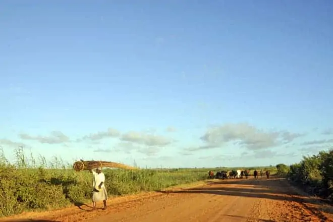 Estrada de terra batida entre Bilene e Zongoene