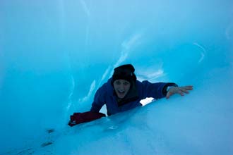 Turista no glaciar Franz Josef