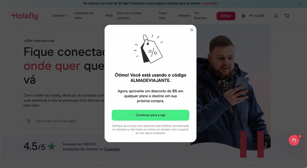 Código de desconto da Holafly