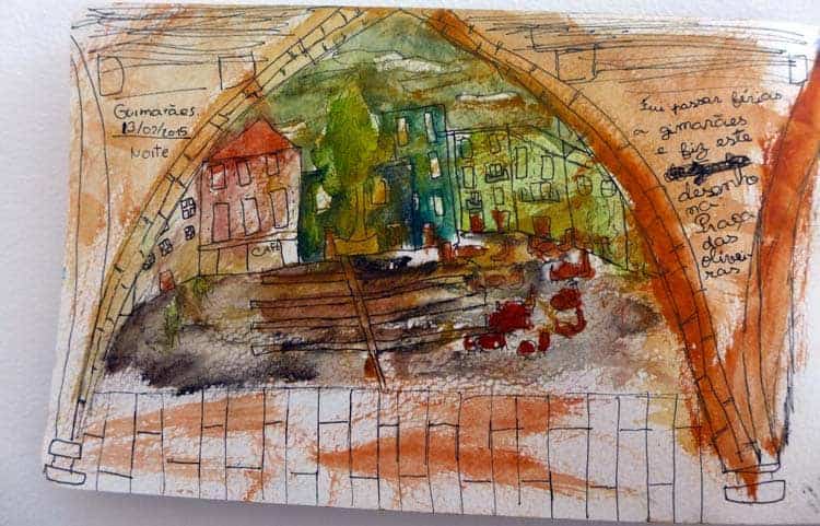 Sketch noturno do Largo da Oliveira, Guimarães