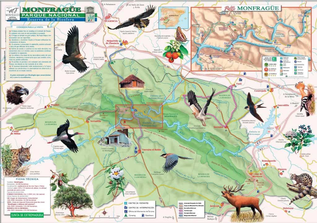Mapa do Parque Nacional Monfrague