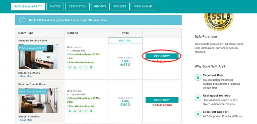 Reservar hotel num parceiro da Pruvo