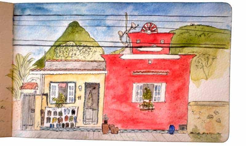 Sketch numa rua de Vila Abraão, em ilha Grande