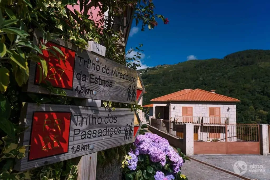Marcações do Trilho dos Passadiços, Sistelo, na Ecovia do Vez